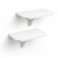 WELLAND White Floating Shelves Set of 2, Small Fold Down Wall Shelf Folding Display Wall Shelves for RV, Camper, Loft, Bedside | White Wooden Board & Metal Frame | 12" W x 5" D x 7" H