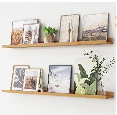 Boswillon Floating Shelves Set of 2, Small Wall Shelf with Lip, 16in, Black