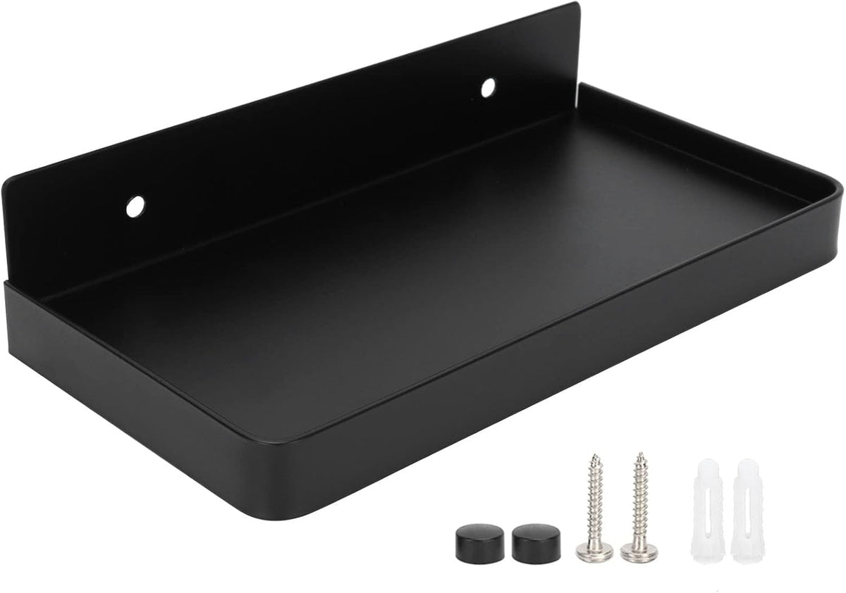Cyrank Bathroom Cell Phone Shelf, Stainless Steel Wall Mount Toilet Phone Holder Toilet Small Floating Wall Shelves, 7.3x3.5 in (Black)