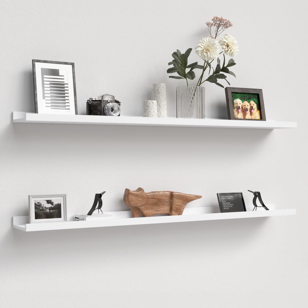 Boswillon Floating Shelves Set of 2, Small Wall Shelf with Lip, 16in, Black