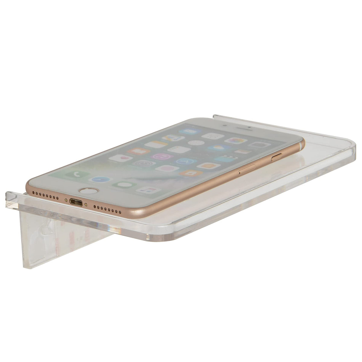 Stick-on Wall Shelf - Small Wall Mounted Adhesive Clear Acrylic Shelf Phone Holder Shelves Wipes Rack for Bathroom,Kitchen,Toilet,Office - Silver (A Set of Screws Included)