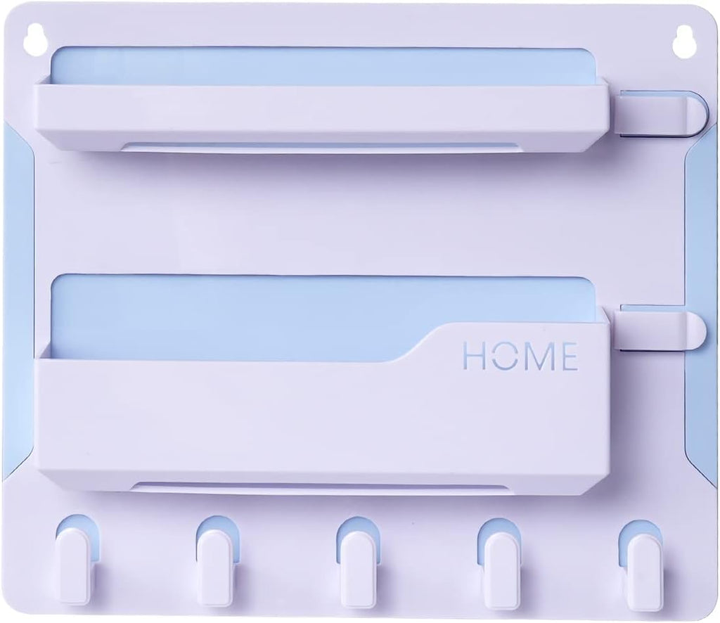 Bedside Shelf Wall Mount, Adhesive Bedside Shelf Accessories Organizer with Hooks and Cable Clips,Dorm Bedside Wall Storage for Phone, Remote, Earphone, Kindle,Plastic(White)