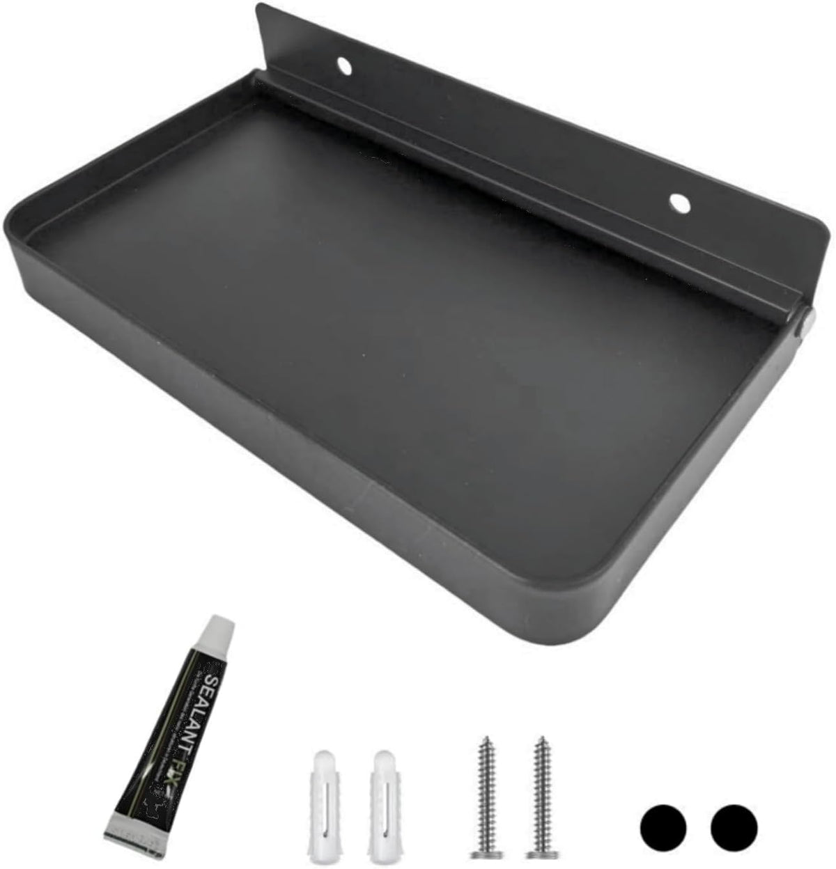 Bathroom wall-Mounted Tray, Small Aluminum Foldable Bracket, Storage Rack for Small Items, Suitable for Toilets, Bedside, and washbasins (Black)