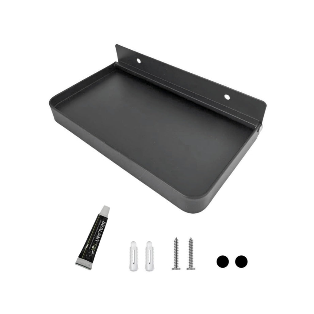 Bathroom wall-Mounted Tray, Small Aluminum Foldable Bracket, Storage Rack for Small Items, Suitable for Toilets, Bedside, and washbasins (Black)