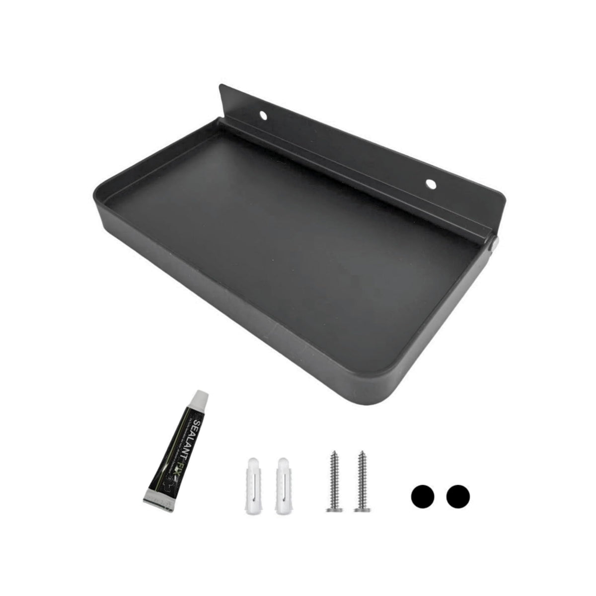 Bathroom wall-Mounted Tray, Small Aluminum Foldable Bracket, Storage Rack for Small Items, Suitable for Toilets, Bedside, and washbasins (Black)