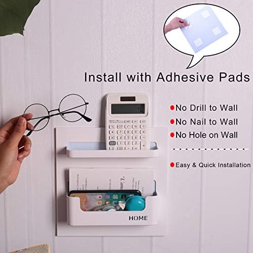 Bedside Shelf Bedroom Dorm Room Rack Organizer Storage -Use as Kid Student Wall Shelf to Organize Headphone,Remotes,Glass,Cellphones(Horizontal Type/White)