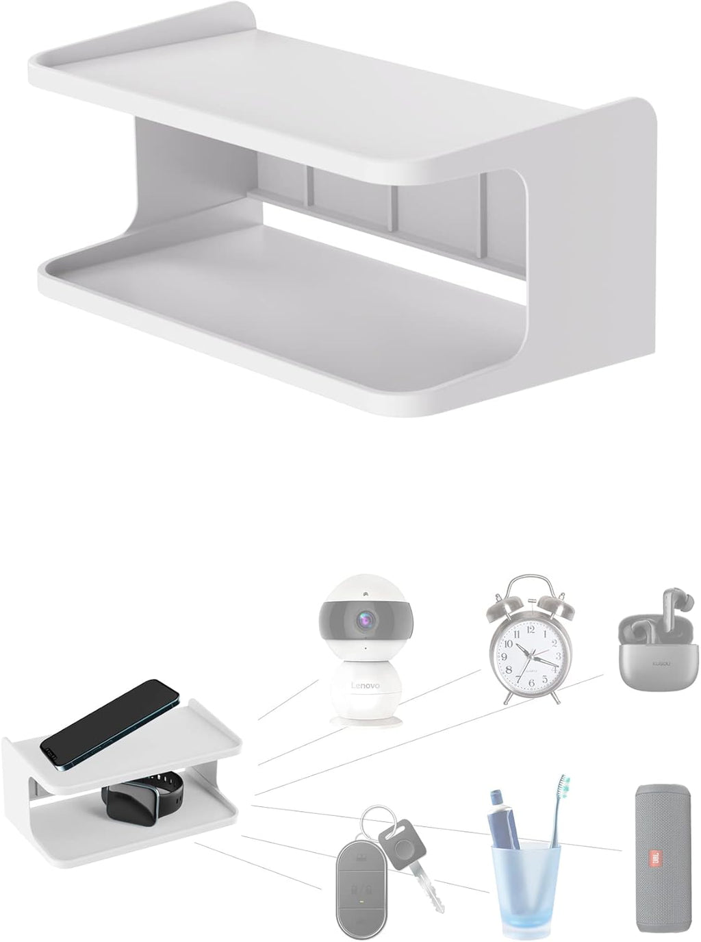 Bedside Shelf Accessories Organizer for Bedroom, (White)