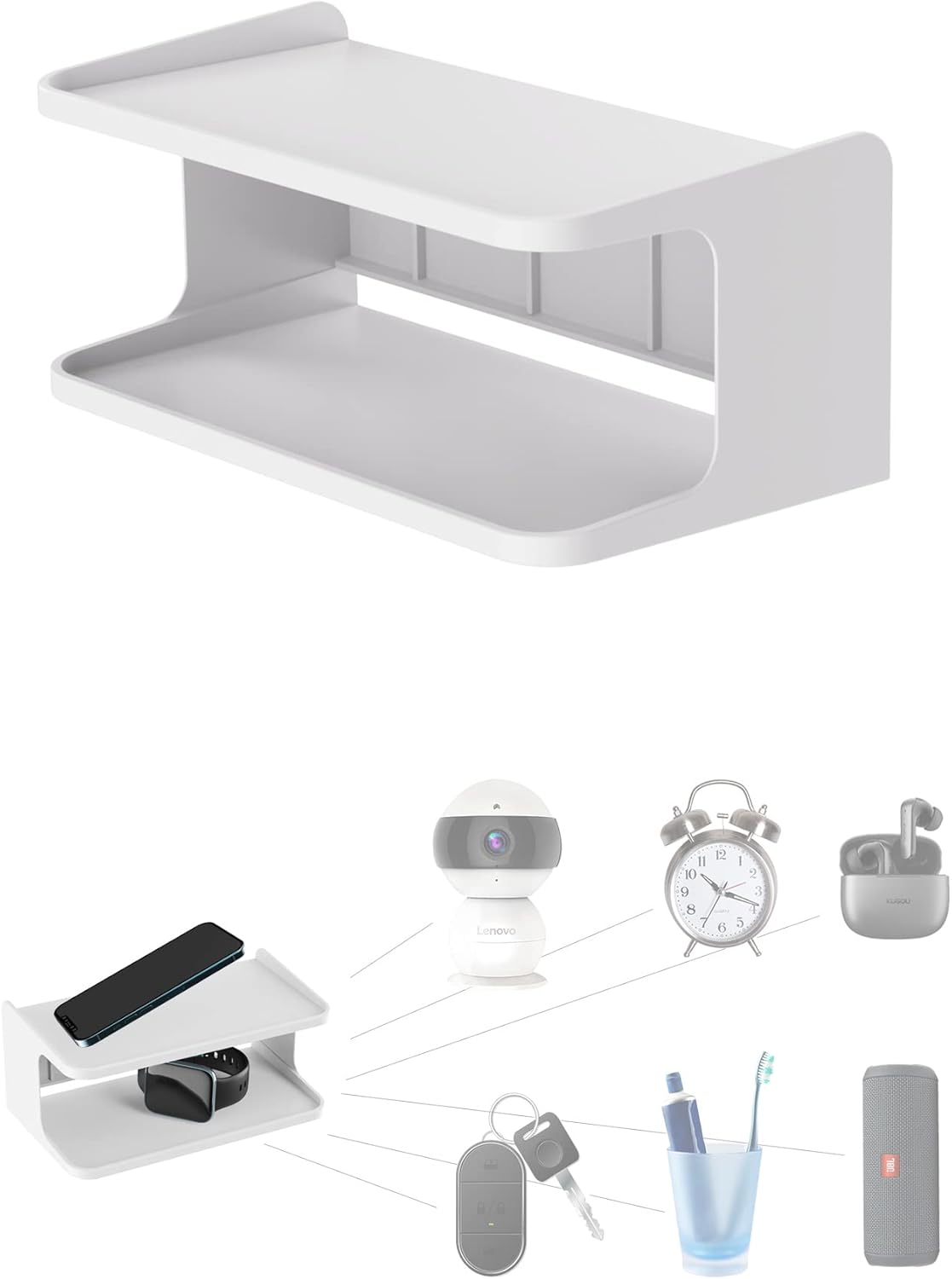 Bedside Shelf Accessories Organizer for Bedroom, (White)