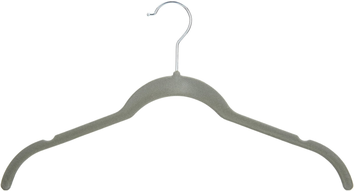 Amazon Basics Space-Saving Slim Velvet Non-Slip Clothes Hangers for Closet Organization with Shoulder Notches, Black/Silver, 30-Pack