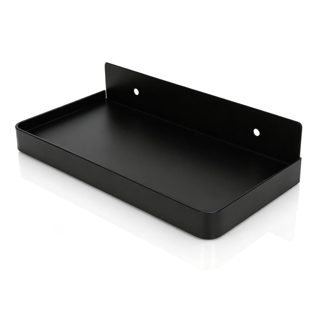 Floating Wall Shelves, Wall Mounted Tray Bathroom Wall Shelf Bathroom Phone Shelf Toilet Mobile Phone Holder Stainless Steel Bathroom Tray Wall Mounted 185x90mm (Black)