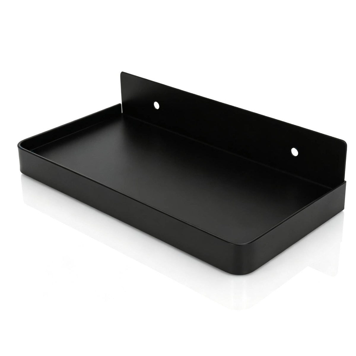 Floating Wall Shelves, Wall Mounted Tray Bathroom Wall Shelf Bathroom Phone Shelf Toilet Mobile Phone Holder Stainless Steel Bathroom Tray Wall Mounted 185x90mm (Black)