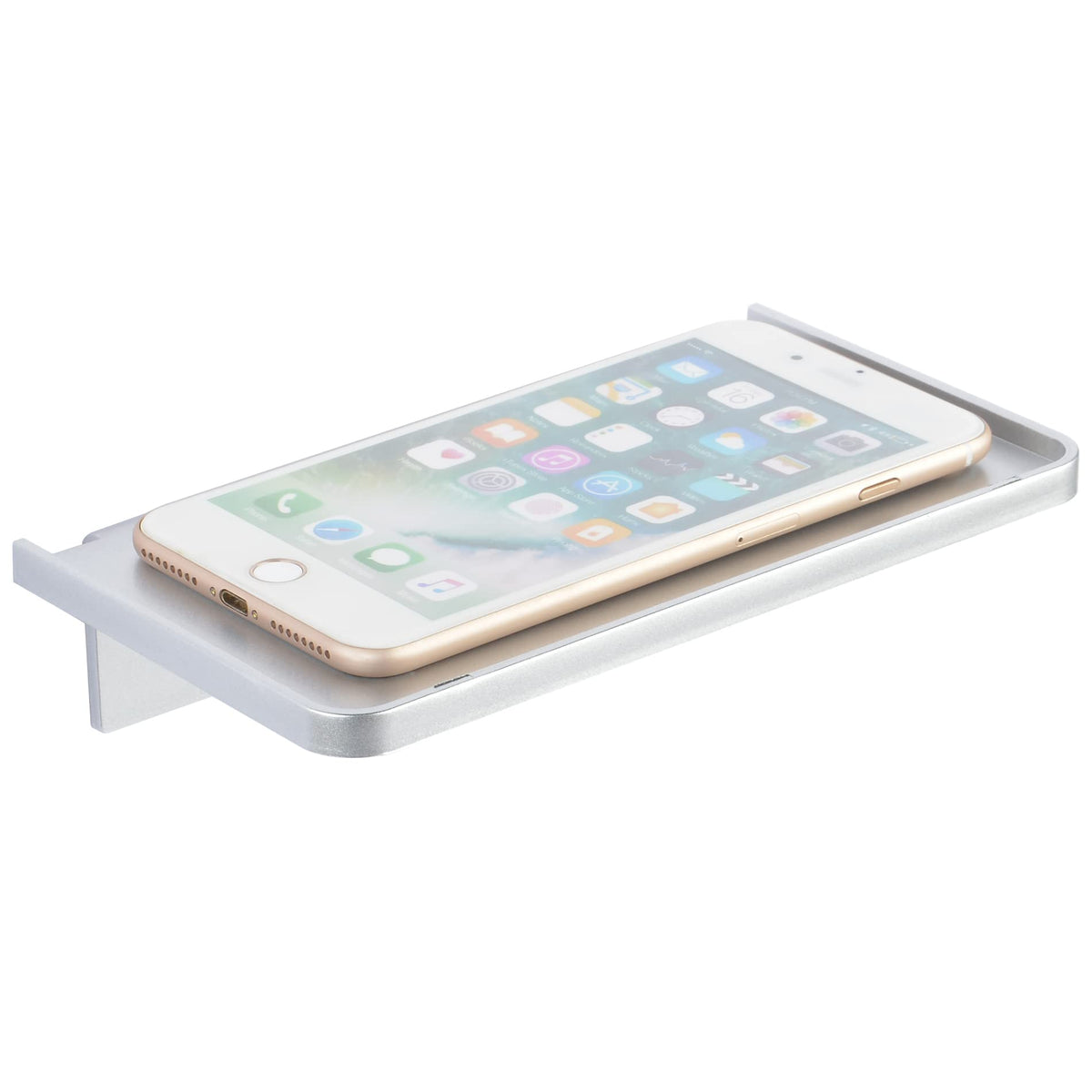 Stick-on Wall Shelf - Small Wall Mounted Adhesive Clear Acrylic Shelf Phone Holder Shelves Wipes Rack for Bathroom,Kitchen,Toilet,Office - Silver (A Set of Screws Included)
