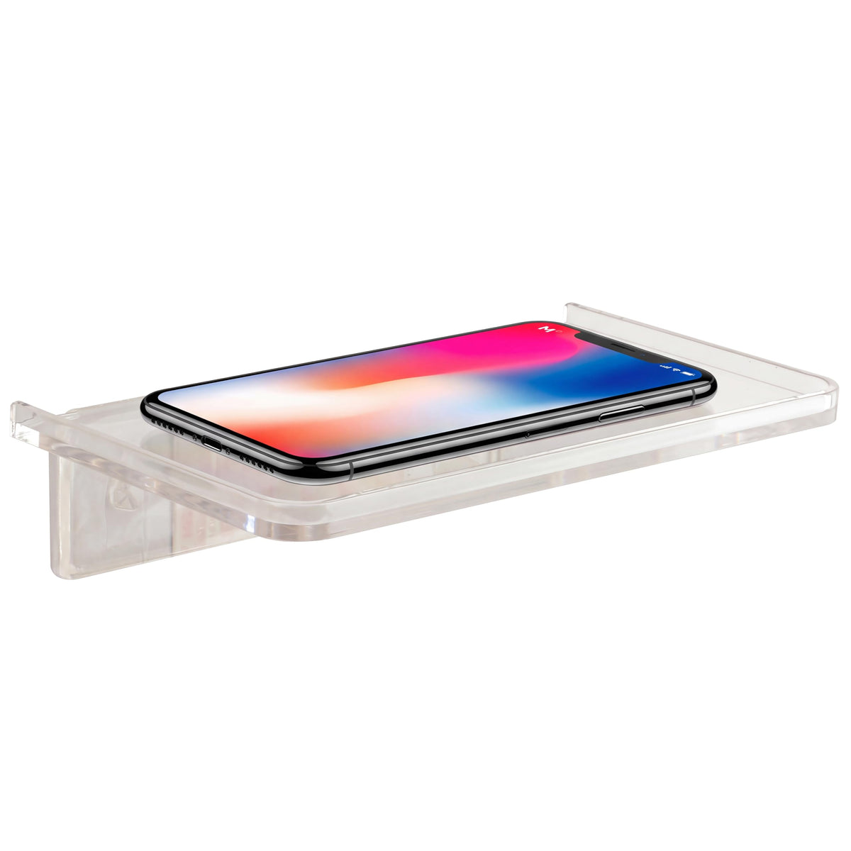 Acrylic Floating Shelf, No Drill Adhesive Wall Shelf, Small Wall Mounted Phone Shelf Holder, Stick-on Wipes Rack Smart Speaker Shelf, Expand Wall Space for Living Room, Office, Bathroom, Gold