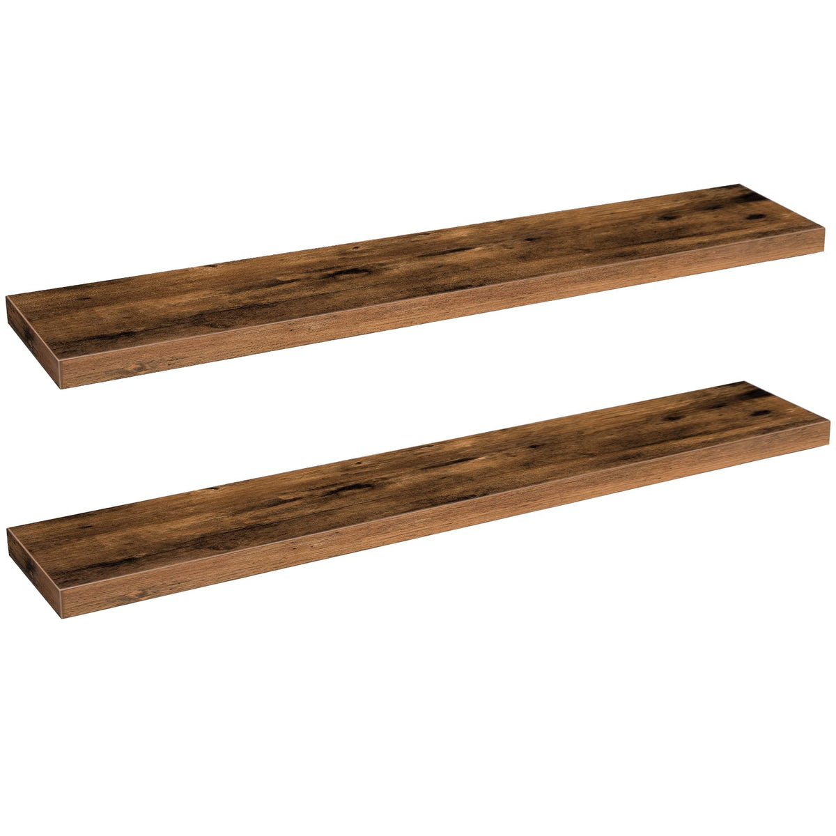 HOOBRO Floating Shelves for Wall, Wall Mounted Shelf Set of 2, 15.7" Hanging Shelf with Invisible Brackets, for Wall Decor Storage in Bathroom Bedroom Kitchen Living Room Office, Rustic Brown BF40BJ01