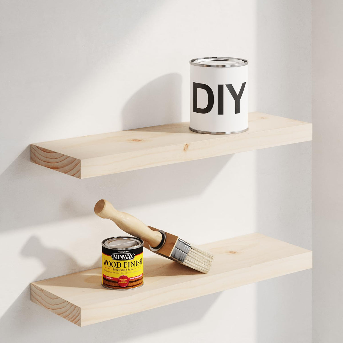 Homeforia 12 Inch Floating Shelves, High-End Solid Pine Wood, Set of 2