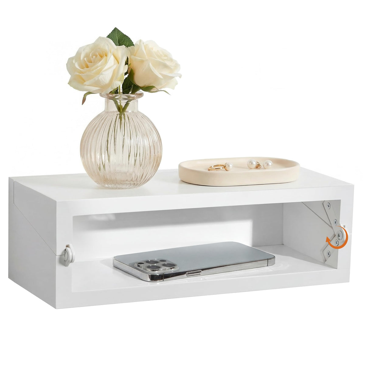 SUMGAR Floating Nightstand Set of 2 Walnut Bedside Shelf for Small Spaces
