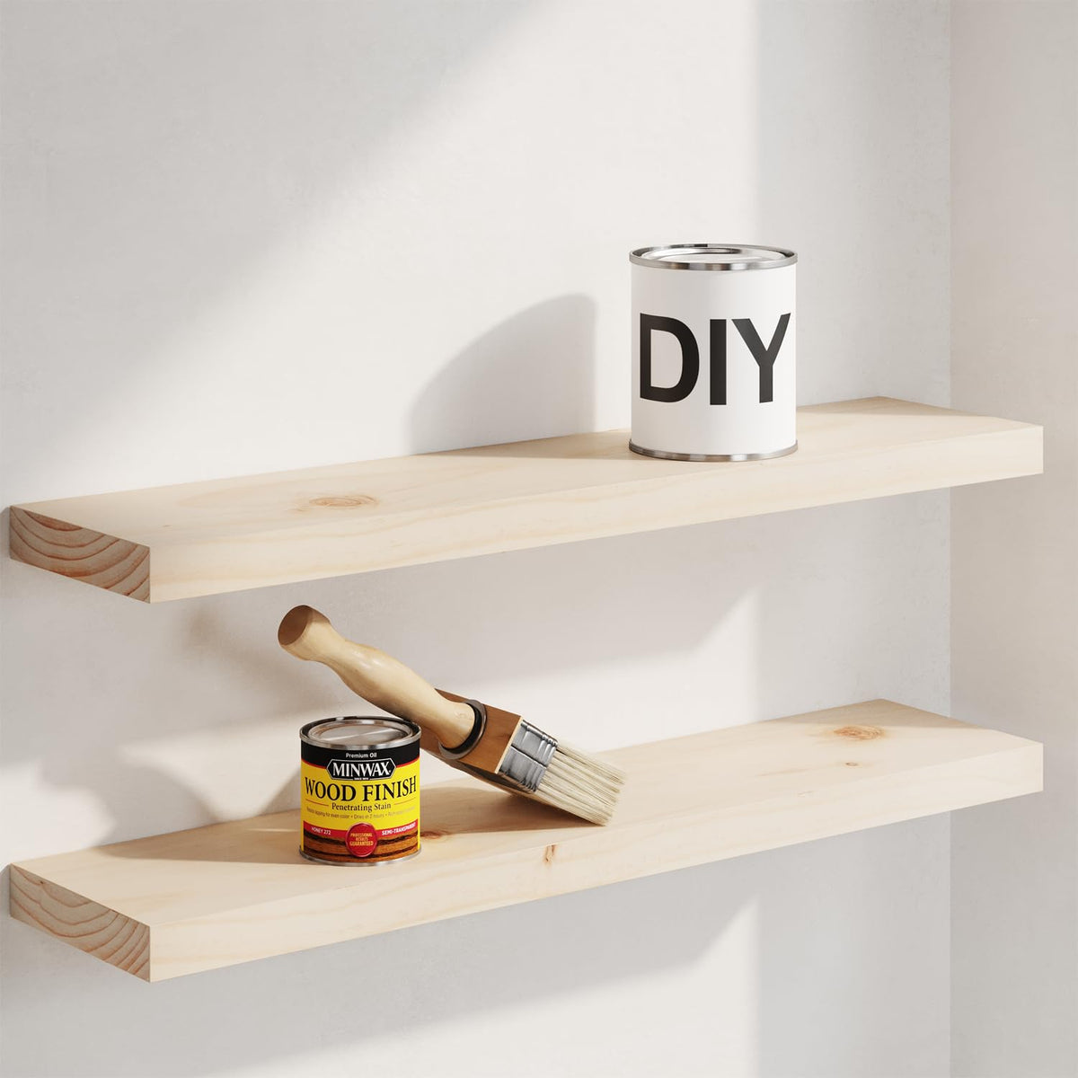Homeforia 12 Inch Floating Shelves, High-End Solid Pine Wood, Set of 2