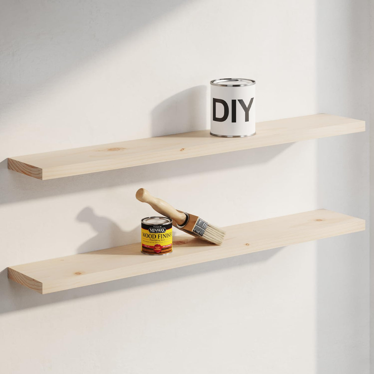 Homeforia 12 Inch Floating Shelves, High-End Solid Pine Wood, Set of 2