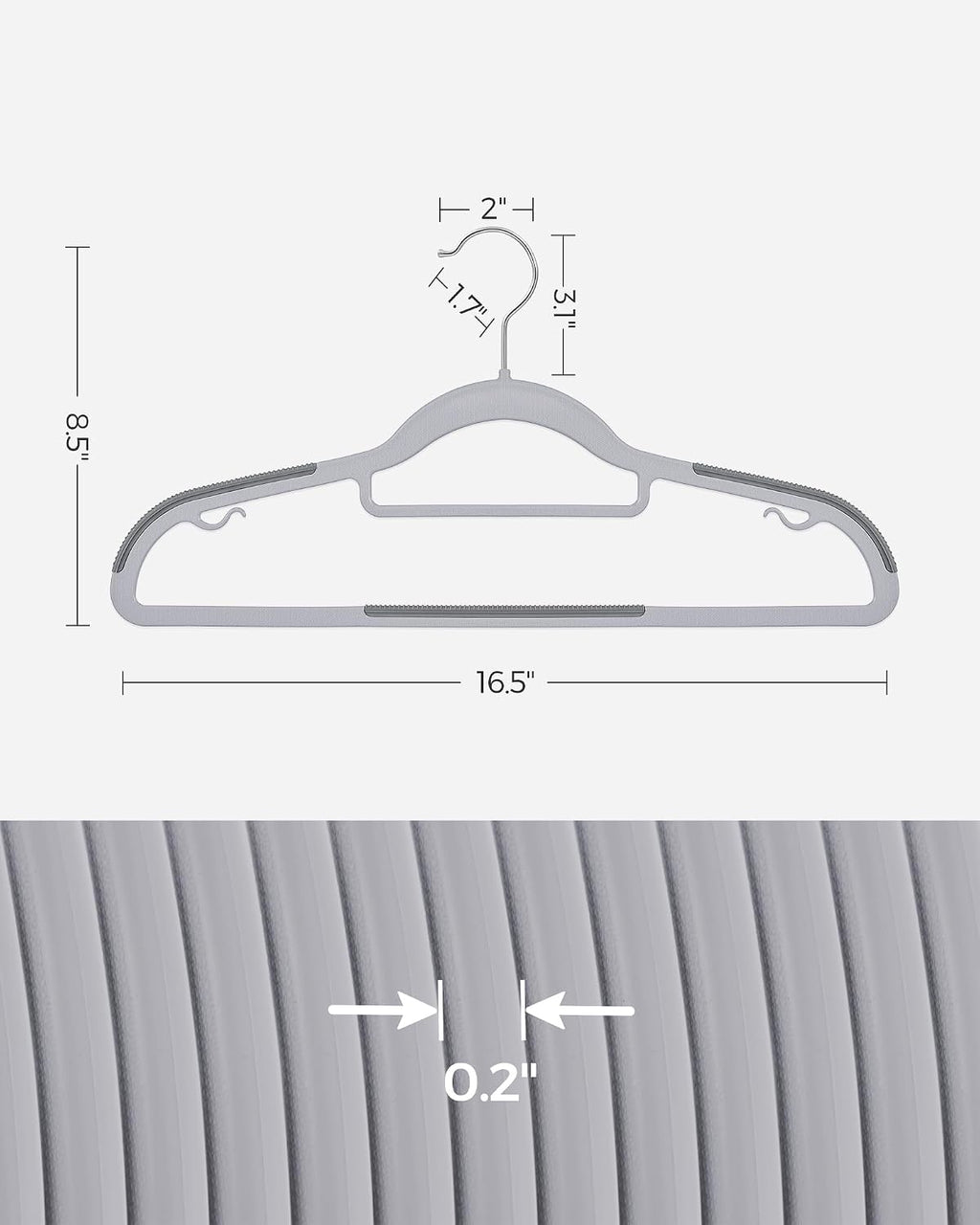 SONGMICS Pack of 50 Coat Hangers, Space-Saving Plastic Clothes Hangers