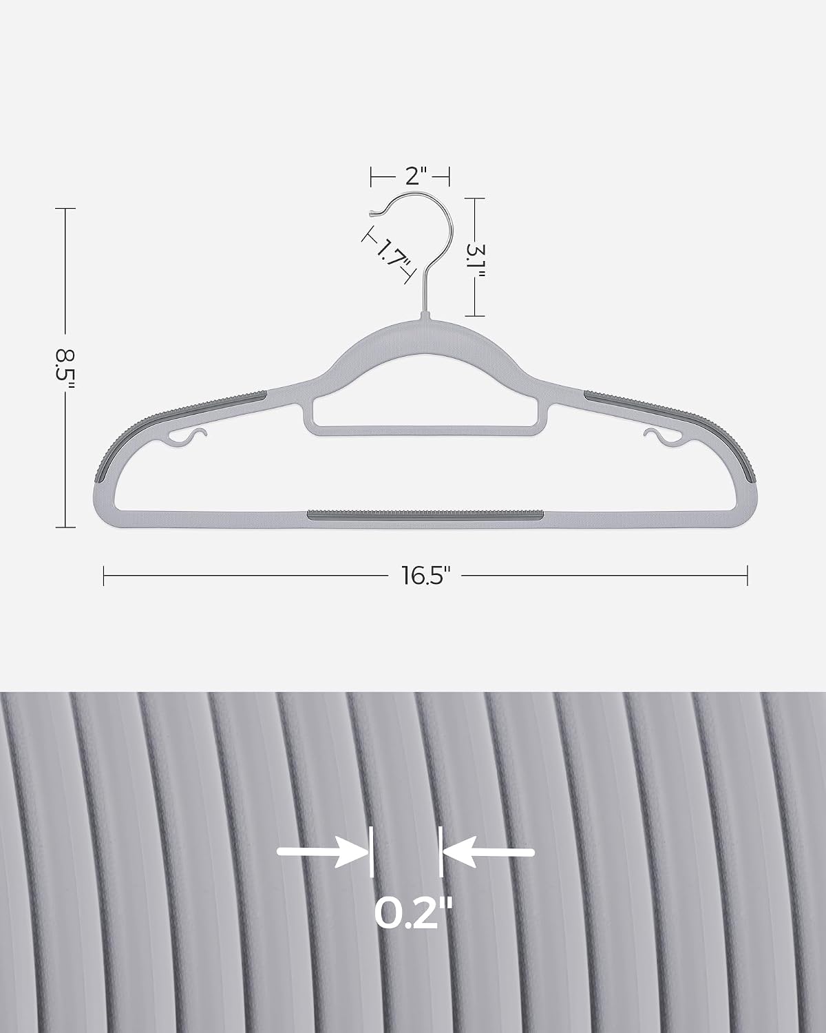 SONGMICS Pack of 50 Coat Hangers, Space-Saving Plastic Clothes Hangers