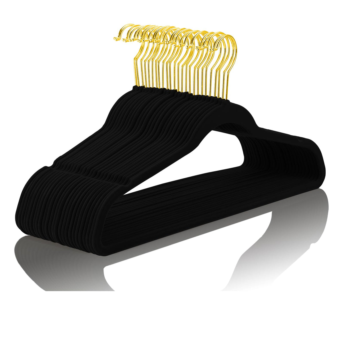 MIZGI Premium Velvet Hangers Pack 50 Pcs Heavyduty - Non Slip Slimline - Velvet Suit Hangers Ivory - Gold Hooks,Space Saving Clothes Hangers …