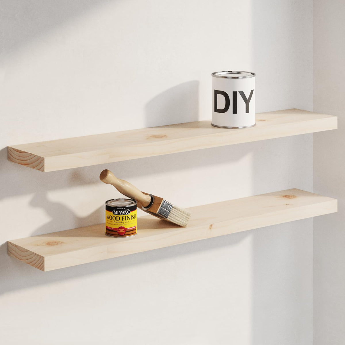 Homeforia 12 Inch Floating Shelves, High-End Solid Pine Wood, Set of 2