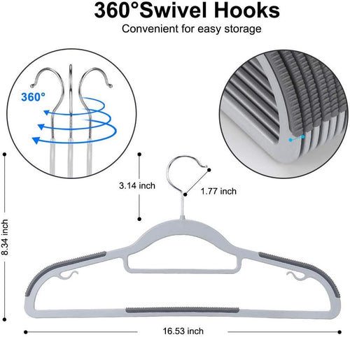 50 Pack Plastic Clothes Hangers, Non-Slip, Space-Saving, Heavy Duty
