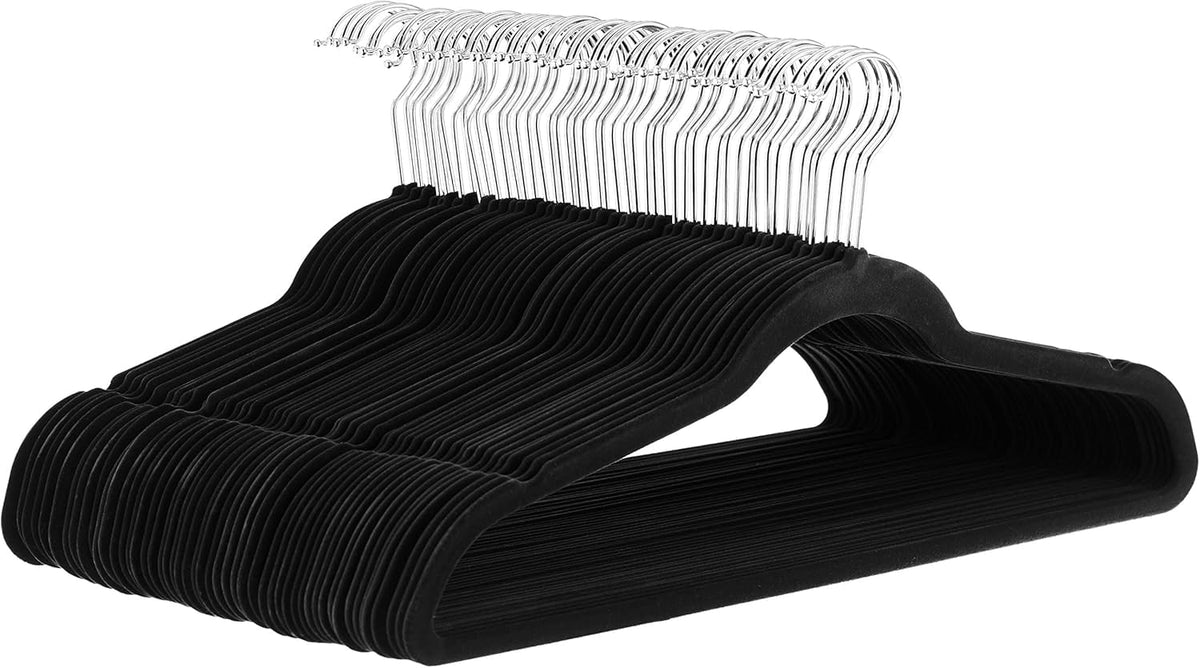 Amazon Basics Slim Velvet Non-Slip Space Saving Suit Clothes Hangers, Closet Organizer, Ivory/Beige, 30-Pack