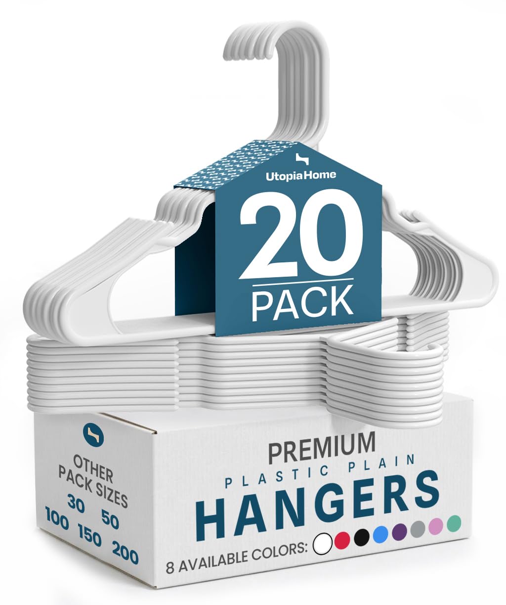 Utopia Home Plastic Hangers 50 Pack – Space Saving Clothes Hanger Black