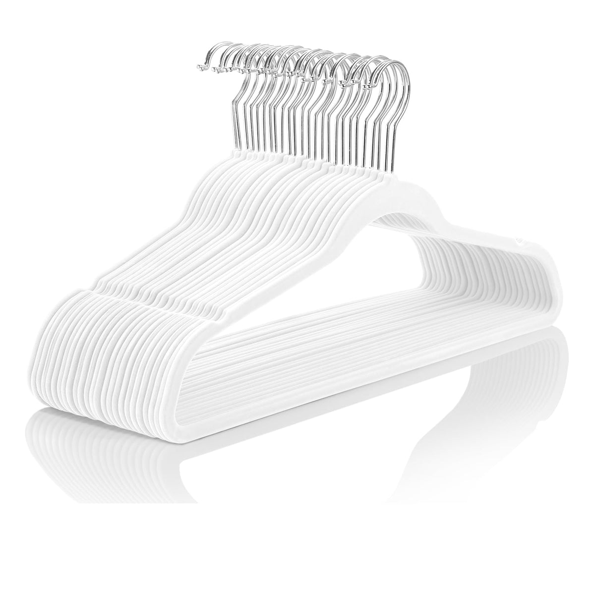 MIZGI Premium Velvet Hangers Pack 50 Pcs Heavyduty - Non Slip Slimline - Velvet Suit Hangers Ivory - Gold Hooks,Space Saving Clothes Hangers …