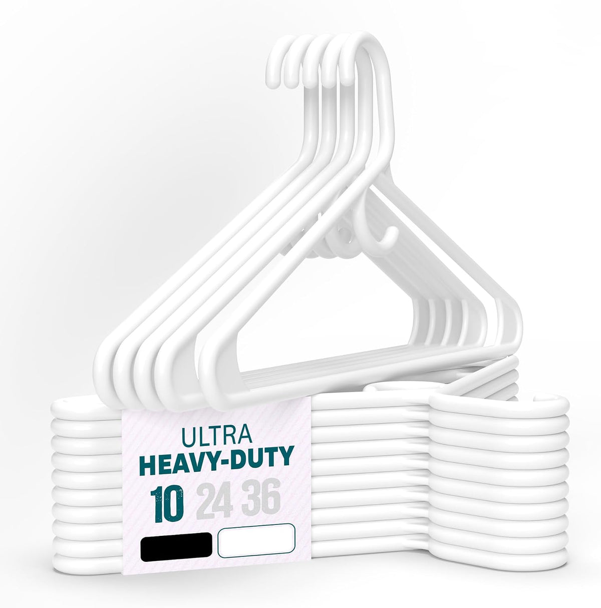Ultra Heavy Duty Plastic Clothes Hangers – White Strong Durable Coat & Suit Hangers – Thick Plastic Closet Organizer Hangers (White, 10)