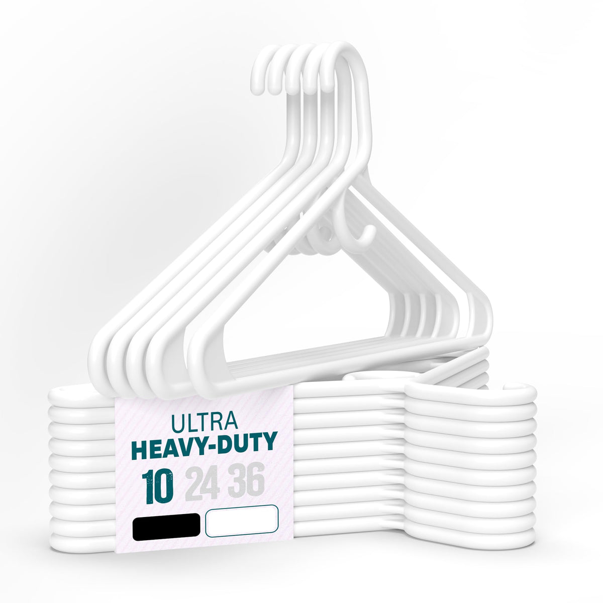 Ultra Heavy Duty Plastic Clothes Hangers – White Strong Durable Coat & Suit Hangers – Thick Plastic Closet Organizer Hangers (White, 10)