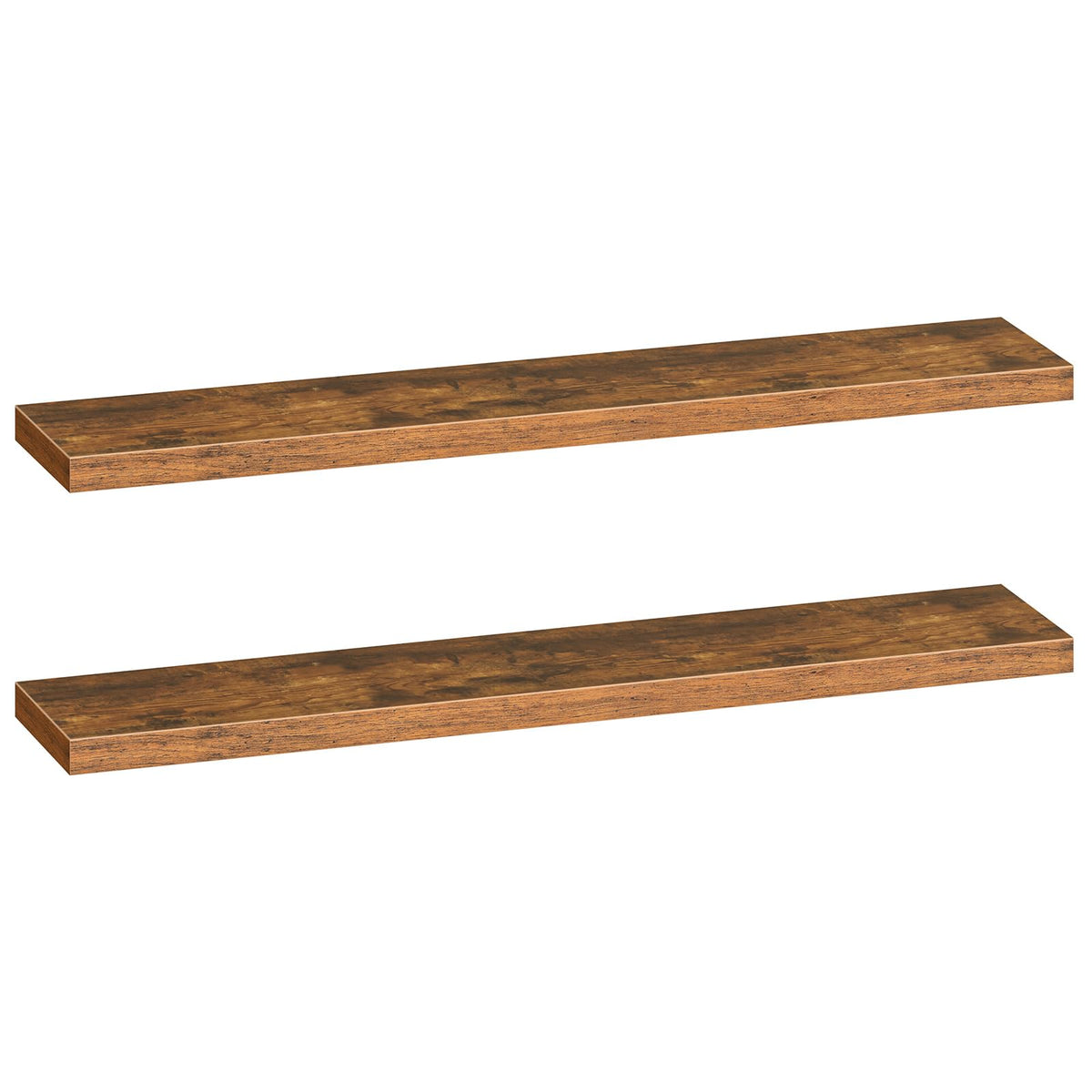 HOOBRO Floating Shelves for Wall, Wall Mounted Shelf Set of 2, 15.7" Hanging Shelf with Invisible Brackets, for Wall Decor Storage in Bathroom Bedroom Kitchen Living Room Office, Rustic Brown BF40BJ01