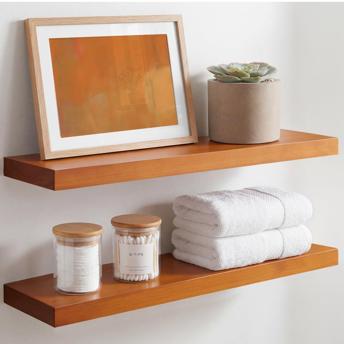 Homeforia 12 Inch Floating Shelves, High-End Solid Pine Wood, Set of 2