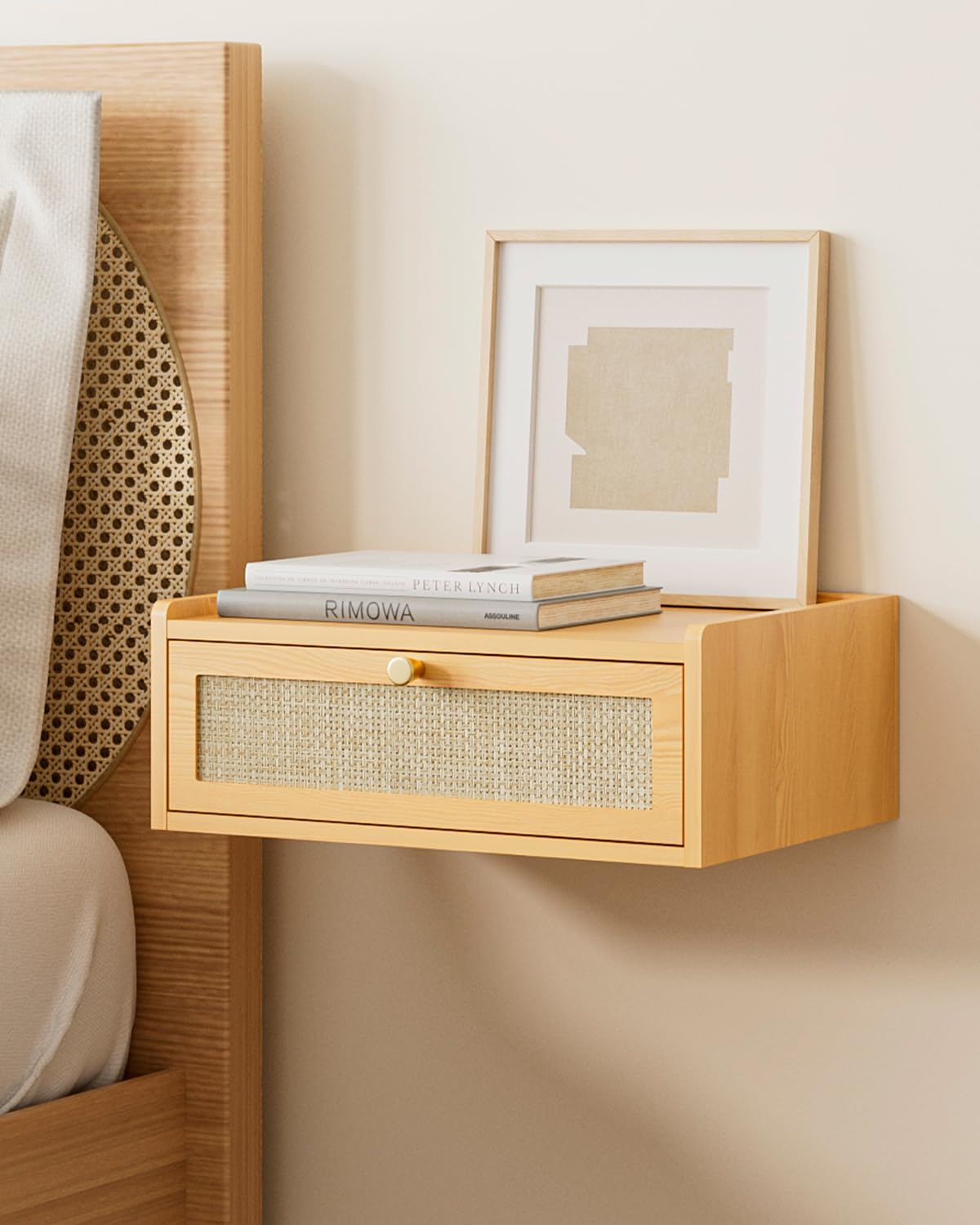 Floating Nightstand,Wall Mounted Night Stand with Drawer,Small Floating Shelves,Floating Wood Bedside Table for Bedroom、Living Room、Bathroom