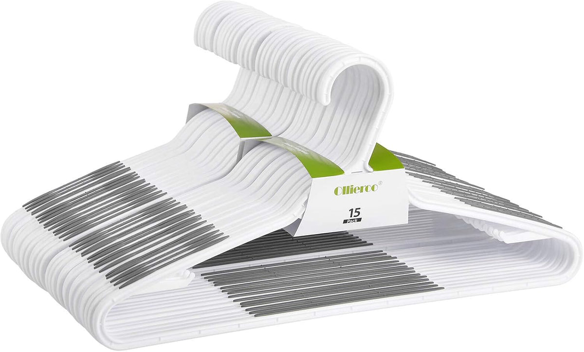 Plastic Clothes Hangers 30 Pack, Non Slip Coat Hanger Grey