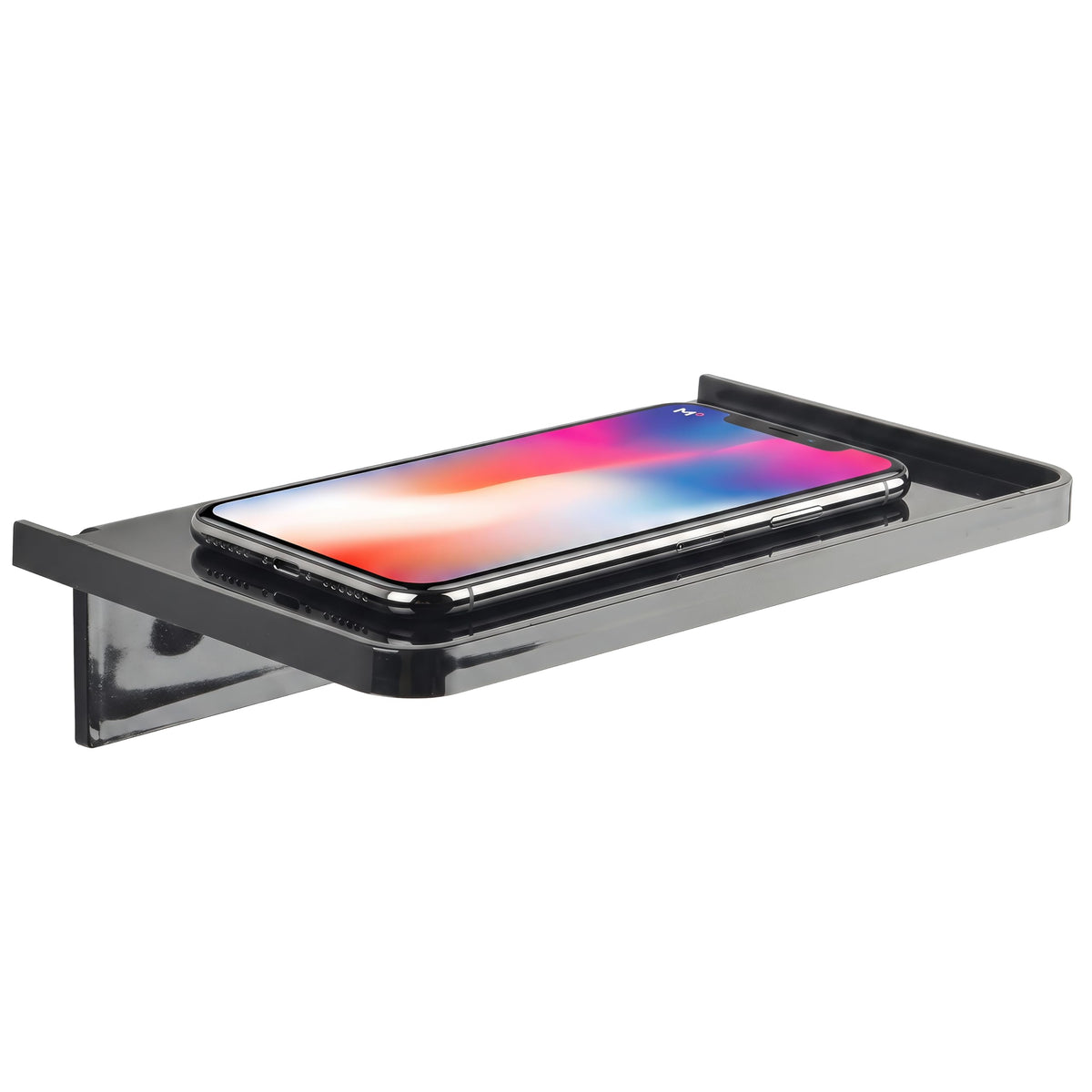 Acrylic Floating Shelf, No Drill Adhesive Wall Shelf, Small Wall Mounted Phone Shelf Holder, Stick-on Wipes Rack Smart Speaker Shelf, Expand Wall Space for Living Room, Office, Bathroom, Gold