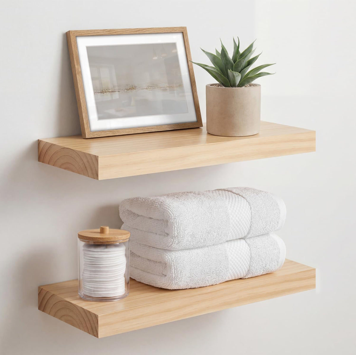 Homeforia 12 Inch Floating Shelves, High-End Solid Pine Wood, Set of 2