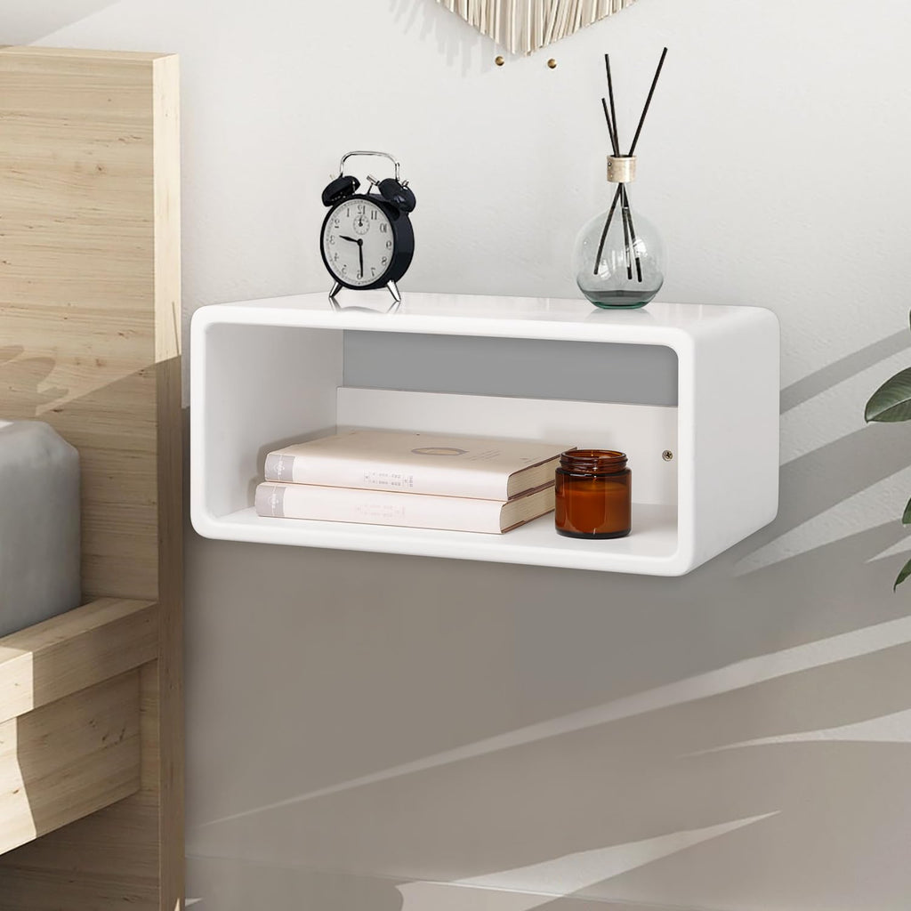 Floating Nightstand, Wall Mounted Bedside Shelf, Handmade Bedroom Furniture,Pine Wood Floating Bedside Table, Minimalist and Unique Style 18”x 10”x 7.5” Brown