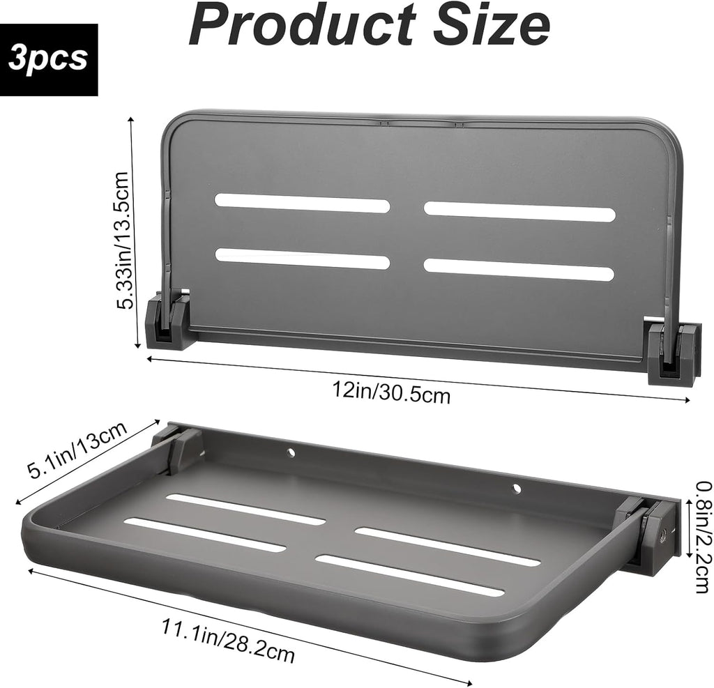 3 Pack RV Aluminum Fold Down Wall Shelf, Sturdy Wall-Mounted Folding Shelf Foldable Camper Accessory for Bathroom Kitchen Bedroom Organization RV Furniture Parts Hardware for Inside
