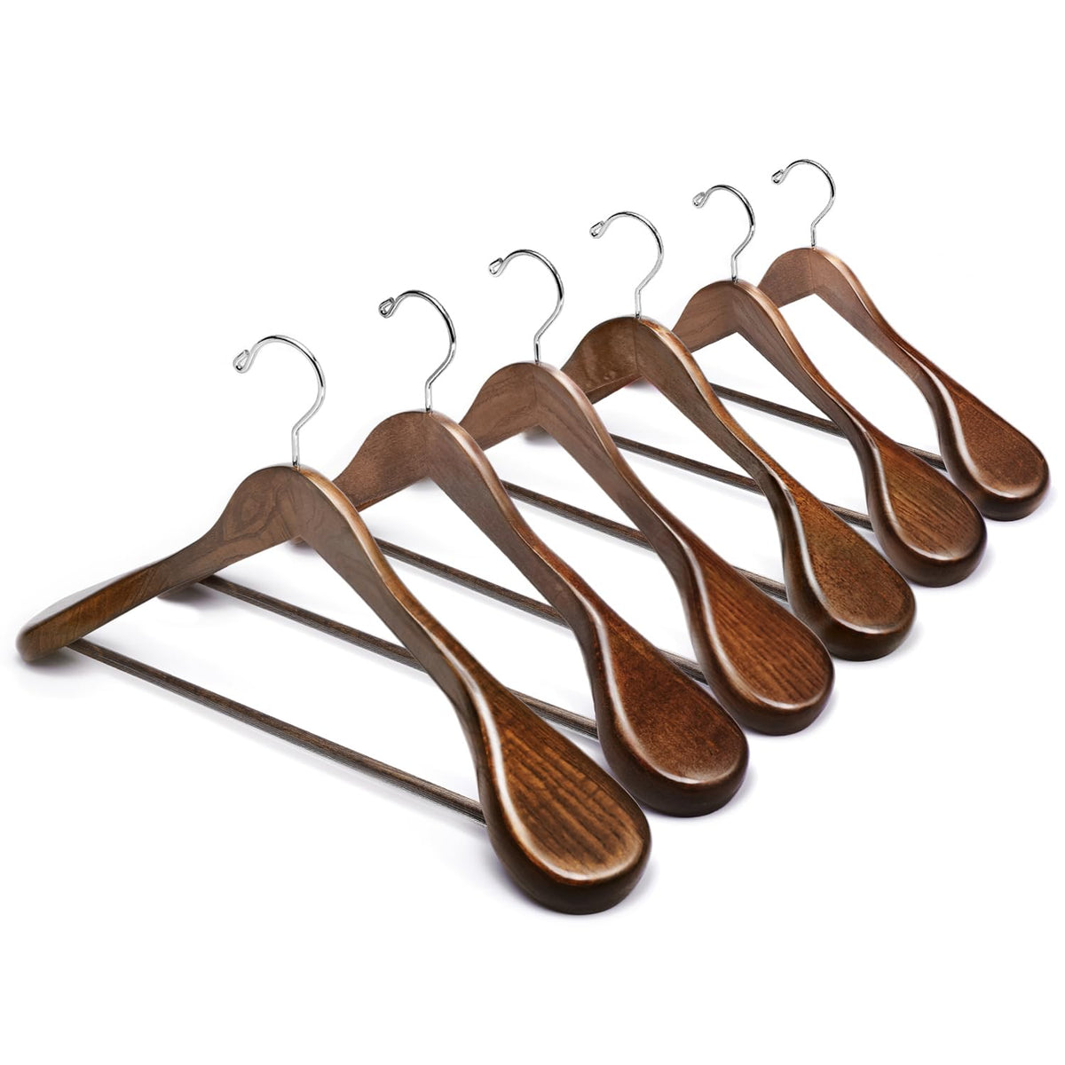 Amber Home 6 Pack Natural Wide Shoulder Wooden Suit Hangers