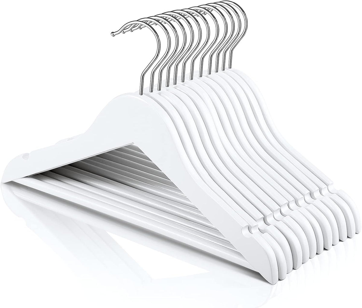 HOUSE DAY White Plastic Hangers 50 Pack, Slim Space-Saving Clothes Hangers
