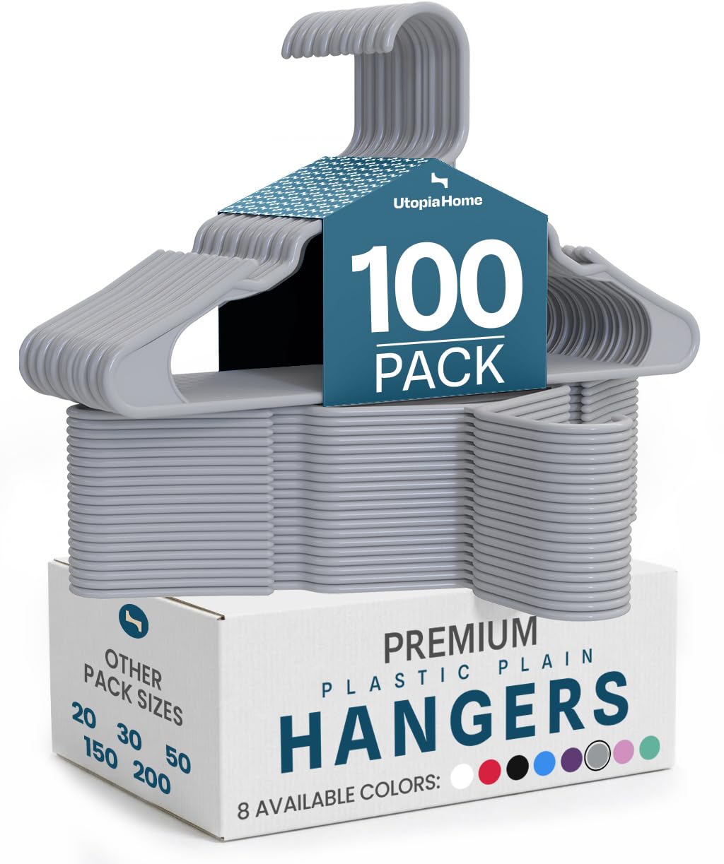 Utopia Home Plastic Hangers 50 Pack – Space Saving Clothes Hanger Black