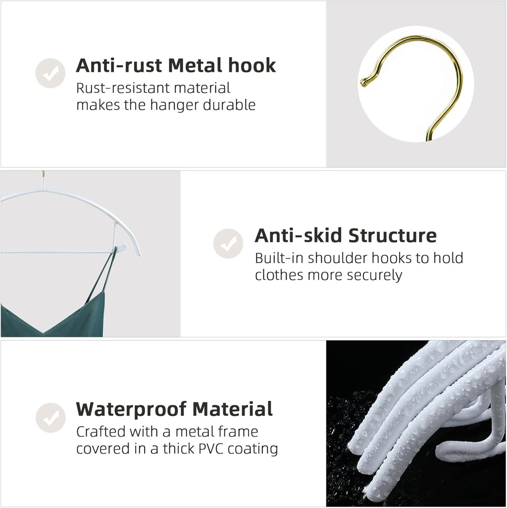 MOPALL Clothes Hangers Non Slip Rubber Coating Metal Hanger, 20 Pack, White
