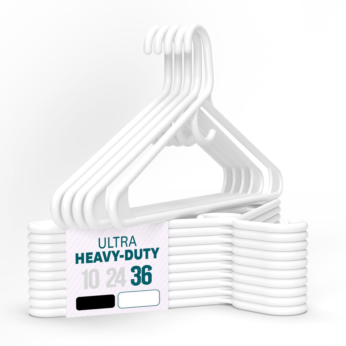 Ultra Heavy Duty Plastic Clothes Hangers – White Strong Durable Coat & Suit Hangers – Thick Plastic Closet Organizer Hangers (White, 10)