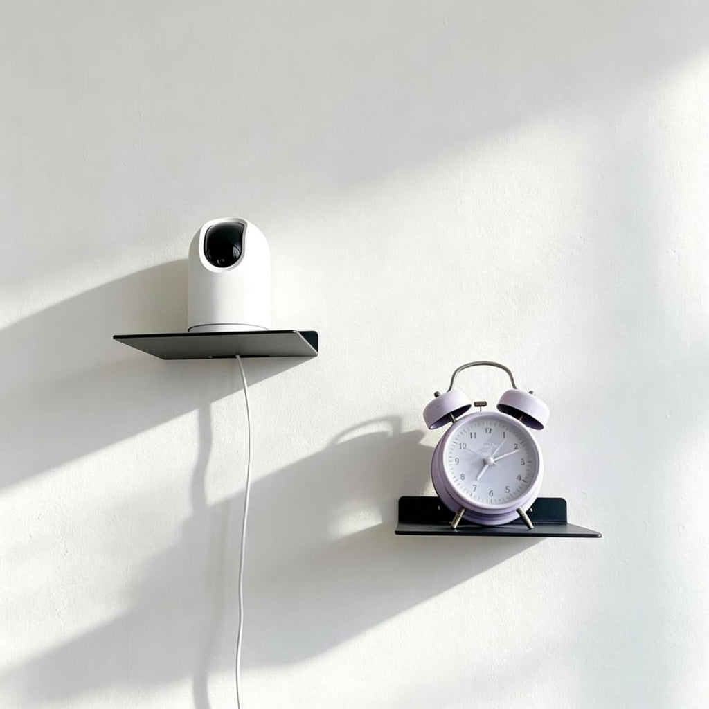 Small Floating Shelf –3mm Thick, 6.5 inch, Metal Wall Shelf, Metal Floating Shelves for Echo, Cameras, Small Speaker