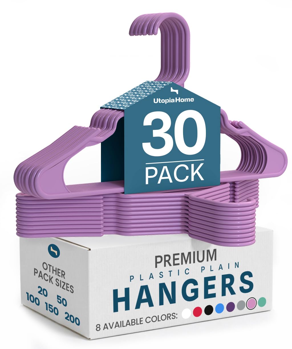 Utopia Home Plastic Hangers 50 Pack – Space Saving Clothes Hanger Black