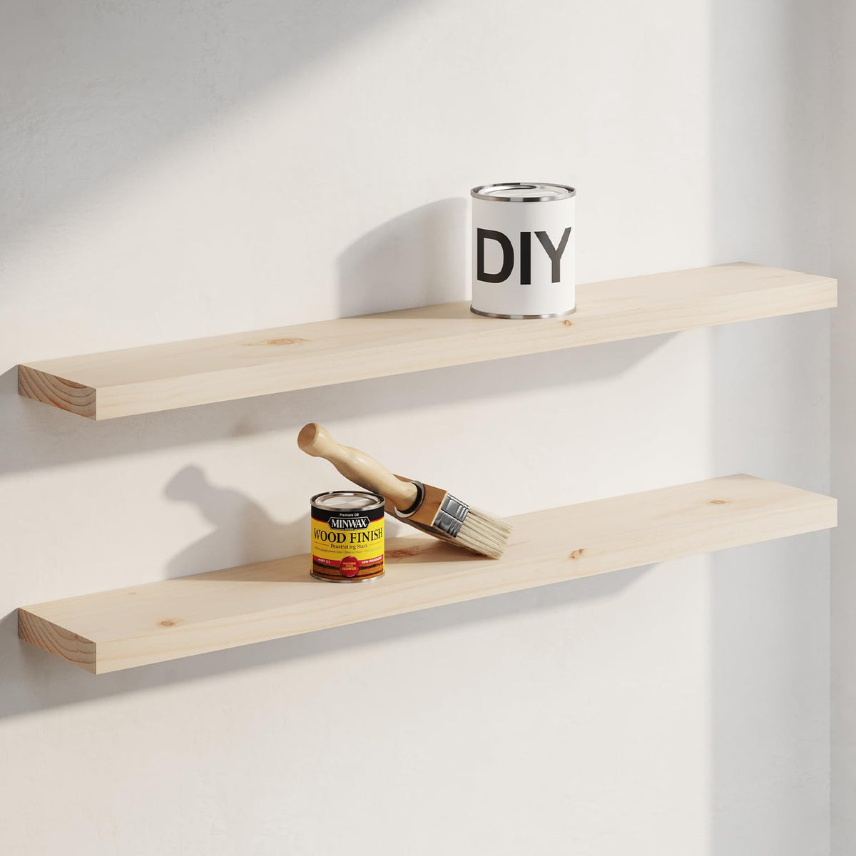 Homeforia 12 Inch Floating Shelves, High-End Solid Pine Wood, Set of 2