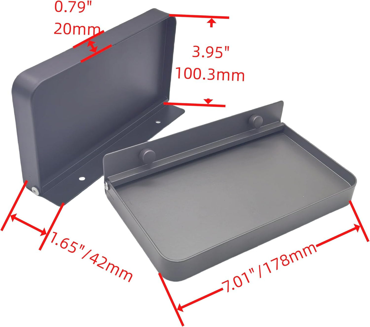 Bathroom wall-Mounted Tray, Small Aluminum Foldable Bracket, Storage Rack for Small Items, Suitable for Toilets, Bedside, and washbasins (Black)