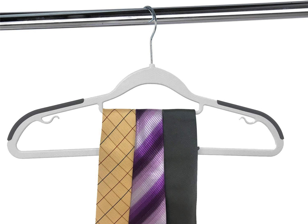 Finnhomy Bar Design Heavy Duty 50 Pack Plastic Hangers, Clothes Hangers with Non-Slip Pads, Great for Shirts, Pants, Scarves, Strong Enough for Coat, Gray